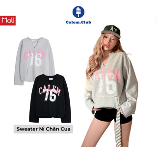 Áo nỉ sweater 76 Calem.Club cổ V dài tay  không lai chất nỉ chân cua form unisex nam nữ