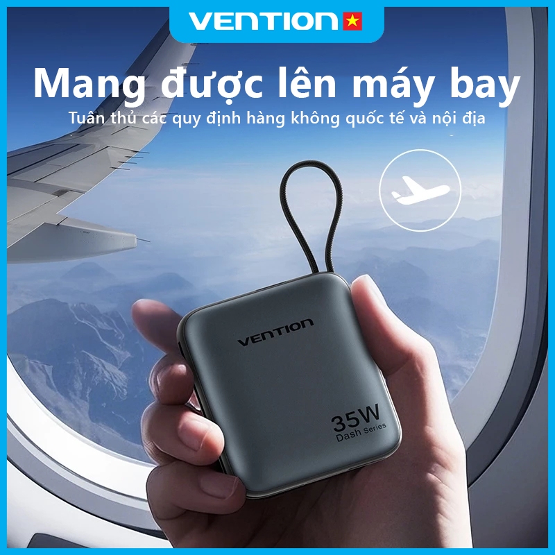 Sạc Dự Phòng 10000mAh 35W Vention Tích Hợp Cáp USB-C & Light Hỗ Trợ PD Thiết Kế Nhỏ Gọn Dễ Mang Theo | BigBuy360 - bigbuy360.vn