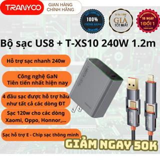Củ sạc nhanh 120W Combo 4 đầu sạc US8, cổng 3.0 Type-C, hỗ trợ PD3.1, PPS, UFCS, sạc laptop/ĐThoại