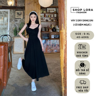  Váy 2 dây dáng xòe ,đầm maxi basic phù hợp dự tiệc dạo phố vải tuyết Hàn mềm mại,nhẹ,thoáng mát-Thời Trang SHOPLORA Đ055 