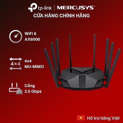 Router Wi-Fi 6 Mercusys MR90X | Chuẩn AX6000, 8 Luồng, Cổng 2.5G Multi-Gigabit, Hỗ Trợ MU-MIMO