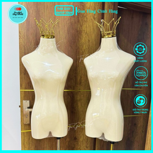 Manocanh Vương Miện không tay Ma nơ canh, mannequin nữ bọc vải cotton cao cấp
