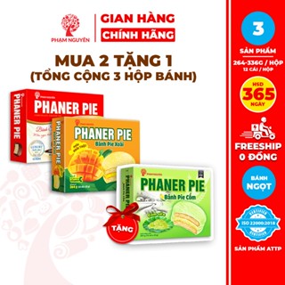 [MUA 2 TẶNG 1] Tổng cộng 3 Hộp Bánh phủ socola nhân Trái Cây thật Phaner Pie 264g | Đồ ăn vặt