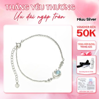 Vòng tay bạc Miuu Silver, lắc tay đá mặt trăng Moonstone