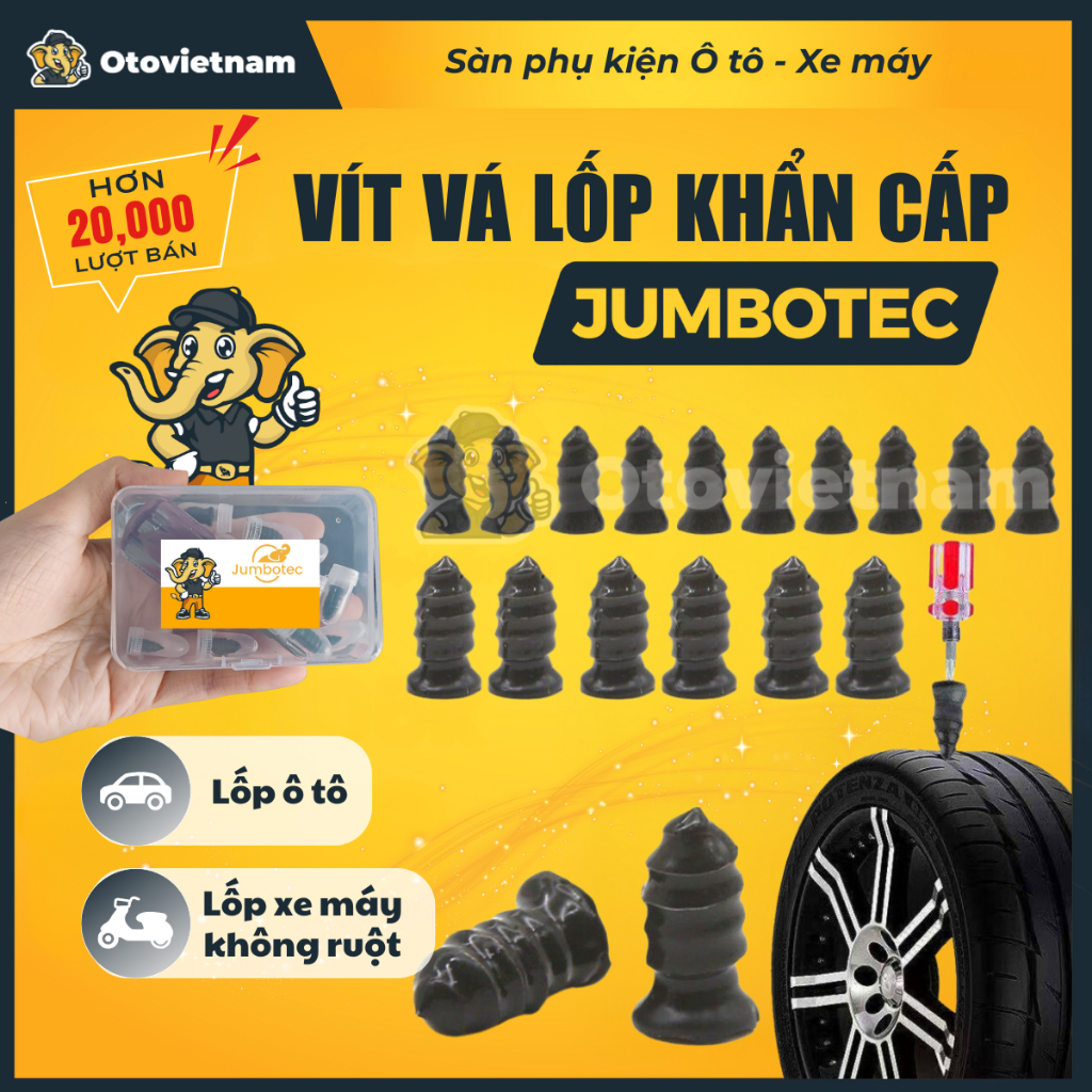 Vít Vá Lốp Khẩn Cấp Jumbotec: Vít Lõi Thép Bọc Cao Su - Vá Nhanh Ô Tô, Xe Máy - Không Cần Tháo Lốp