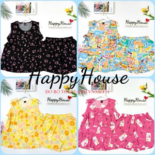 Đồ Bộ Mặc Nhà, Bộ Lanh Nữ Đùi Babydoll Bèo Ngực Phối Nút VNXK 45-75kg, Chất Tole 2 Da Mềm Mịn Mát - Happyhouse93