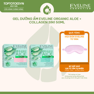 [HÀNG NHẬP KHẨU] Gel dưỡng ẩm, cấp nước, làm dịu, phục hồi và trẻ hóa da Eveline Organic Aloe + Collagen 3in1 50ml
