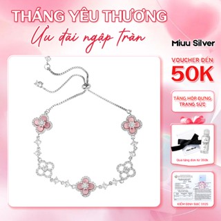 Vòng tay bạc nữ cỏ 4 lá Miuu Silver, lắc tay nữ hình cỏ 4 lá Sakura Cleef