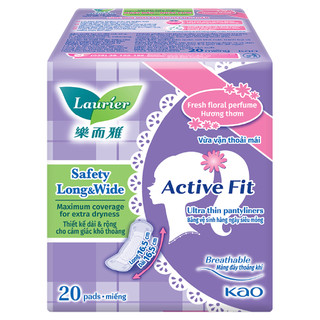 [Quà tặng không bán] Băng vệ sinh hàng ngày Laurier Active Fit mềm mịn khô thoáng hương hoa 20 miếng (gói lẻ)