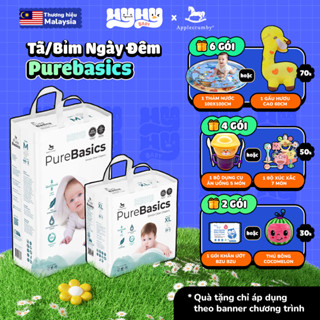 Tã Bỉm dán/quần APPLECRUMBY Purebasics Malaysia, Phiên bản mới - Siêu thấm hút, khô thoáng 12h không clo