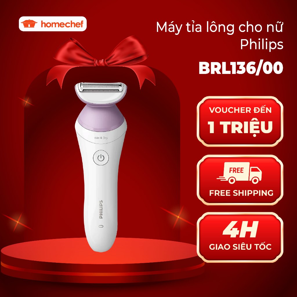 Máy làm sạch lông cá nhân cho nữ Philips BRL136, an toàn cho da, bảo hành 2 năm | Hàng chính hãng