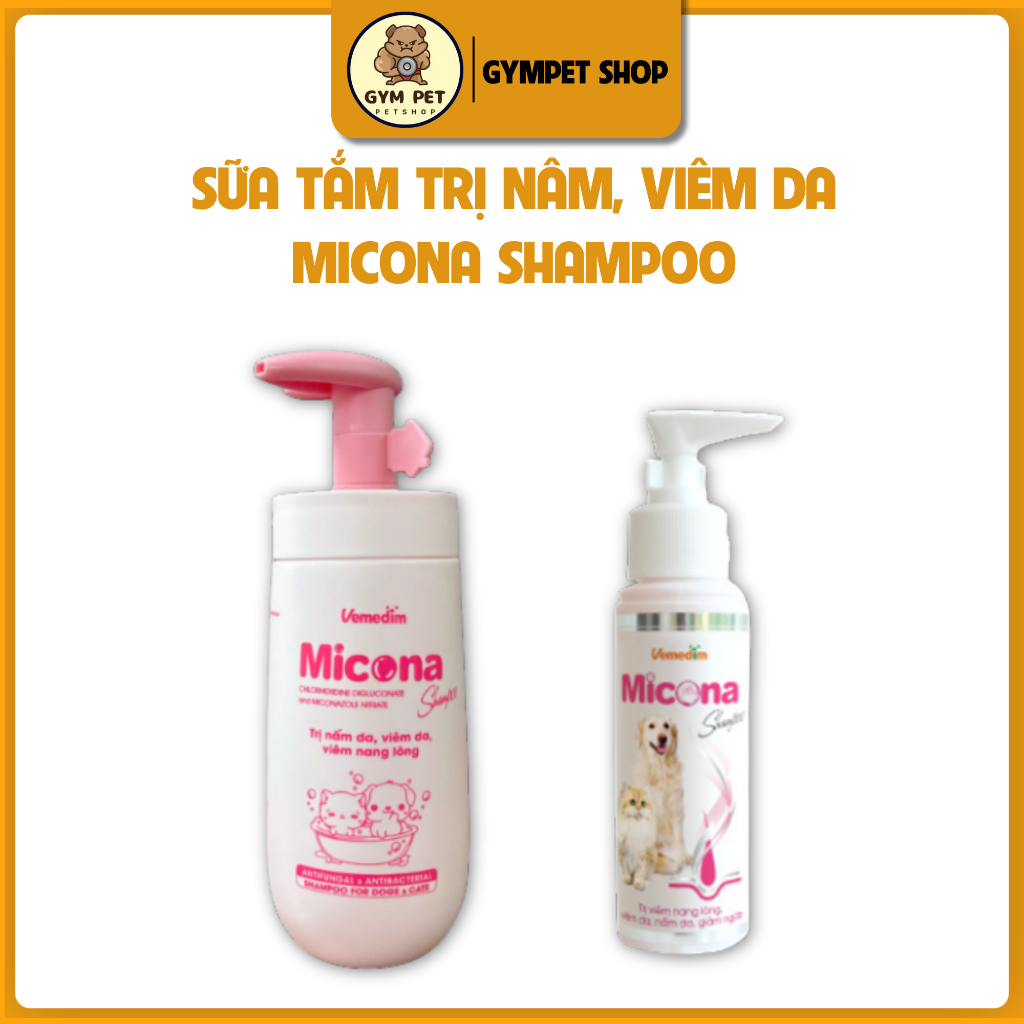 Micona sữa tắm viêm da, nấm da cho chó mèo hỗ trợ viêm nang lông, viêm da, nấm da cho mèo chó