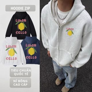 Áo Hoodie Zip Limon Cello nỉ bông ArtWear – Áo khoác hoodie zip form rộng dày dặn màu đen, xanh than, xám tiêu