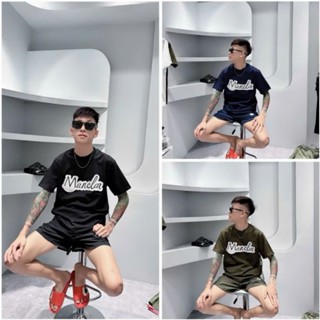 Bộ Hè Nam Nữ Nhận Về Chữ Chuẩn Chất Liệu Cotton Quần Gió Thời Trang Nam Hai Màu Đen Than Rêu