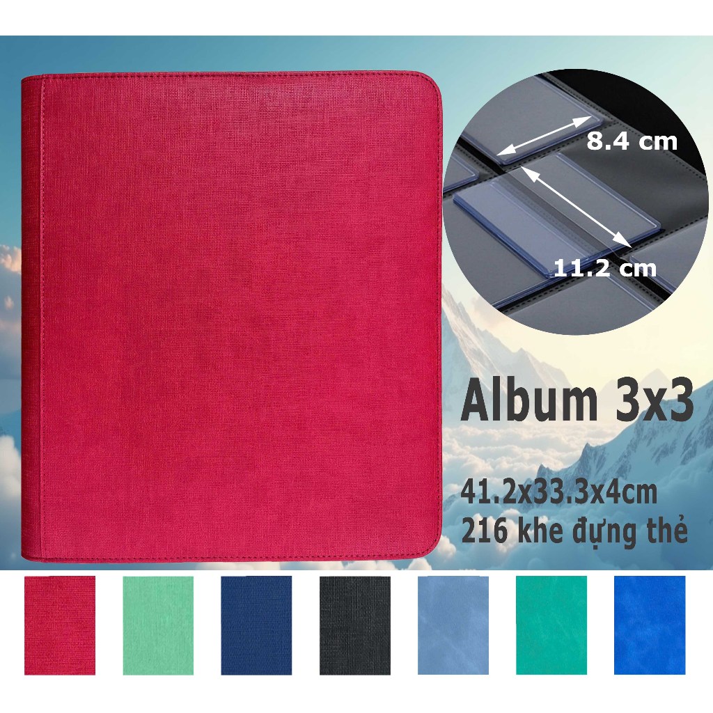 Toploader Album 216 thẻ Pokemon YugiOh Onepiece - Binder đựng card sưu tầm thẻ bài 3x3