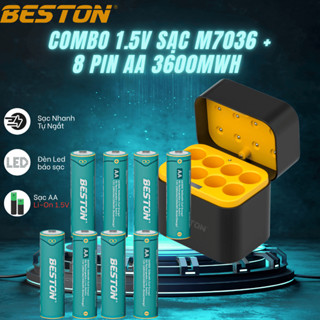 Combo 8 pin AA 1.5V và sạc 8 slot M7036 chuyên dụng hát karaoke, đồ chơi, máy ảnh,pin đèn led