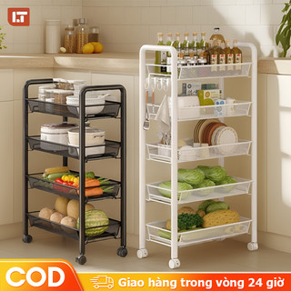  LT Xe đẩy Spa 3 4 5 tầng sắt mắt lưới Kệ có bánh xe Kệ xe đẩy 4 tầng Tải trọng 200kg Xe đẩy đựng đồ 
