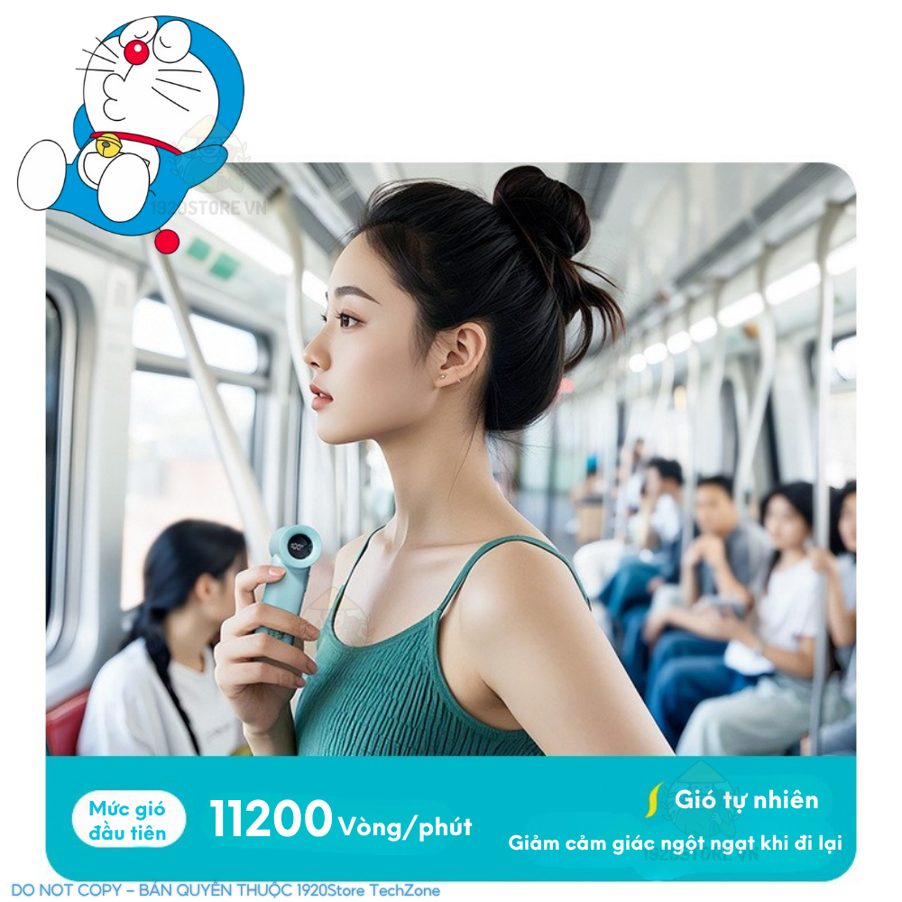 Quạt Cầm Tay Mini ROCK Doraemon N610 High-Speed Turbo, Màn LED Hiển Thị, Dung Lượng Pin 3000mAh - BH Chính Hãng | BigBuy360 - bigbuy360.vn