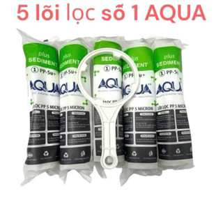 Lõi Lọc Nước Aqua - Combo 5 Lõi Lọc Số 1 Lắp Cho Vị Trí Số 1 Của Máy Lọc Nước Ro Có Cốc Lọc 10inch