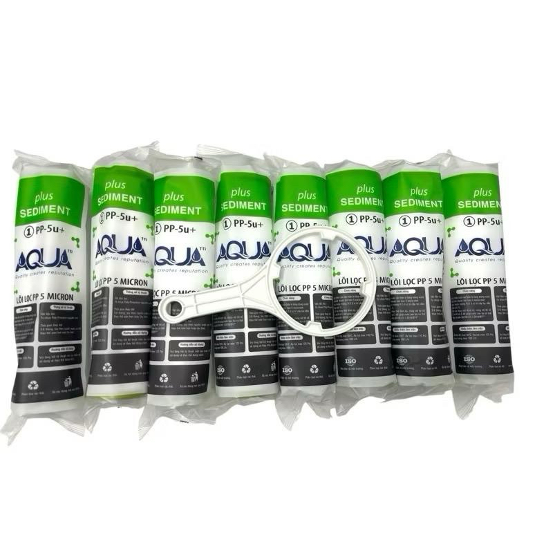 Lõi Lọc Nước Aqua - Combo 8 Lõi Lọc Số 1 Lắp Cho Vị Trí Số 1 Của Máy Lọc Nước Ro Có Cốc Lọc 10inch