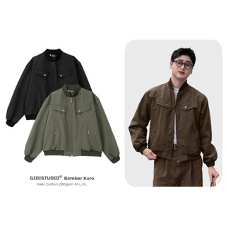  Áo khoác bomber KURO 2 lớp cao cấp Nam Nữ Unisex - Áo Jacket DÁNG LỬNG chất kaki mịn đứng form GIDI 
