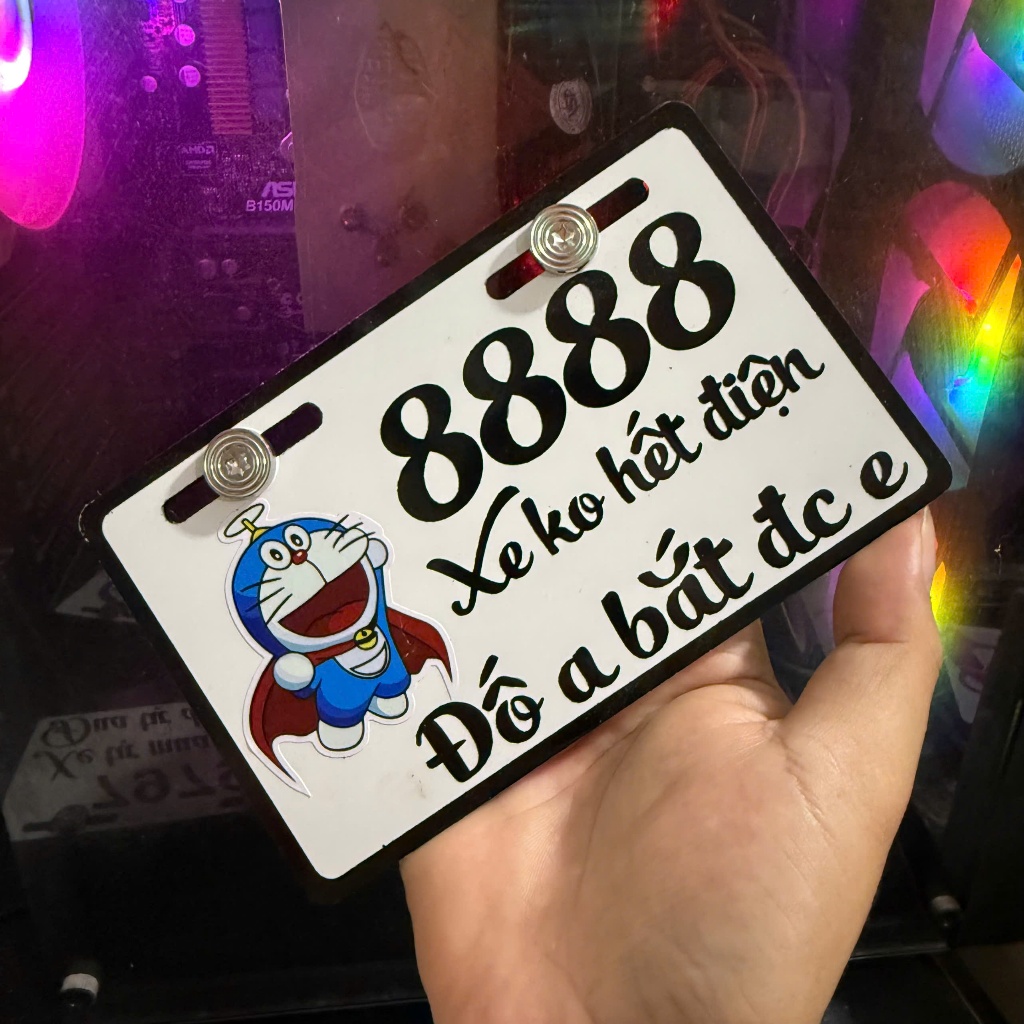 Bảng gắn xe điện, xe đạp điện, moto điện mini....ngộ nghĩnh hài hước