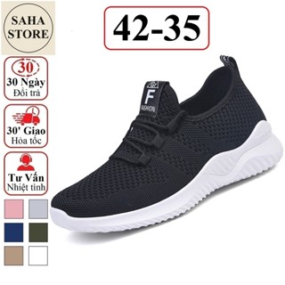 Giày thể thao nữ SAHA253 bigsize 42 41 40 chạy bộ chất vải thoáng khí êm chân sneaker màu hồng đen xám trắng đế thấp