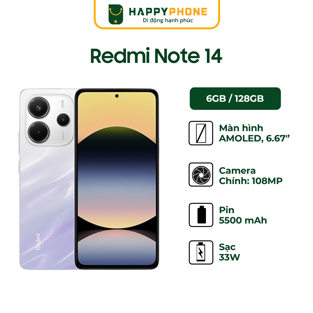  Điện Thoại Xiaomi Redmi Note 14 - Hàng Chính Hãng 
