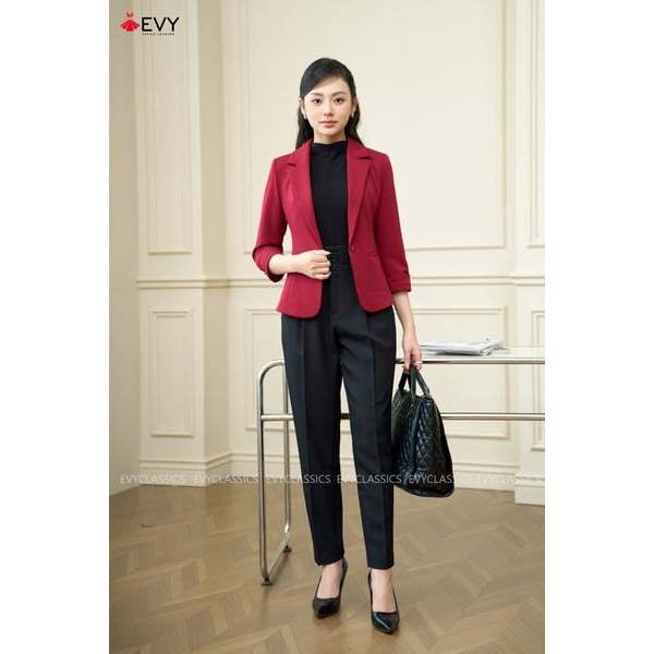 Quần Âu Nữ Công Sở Q529 Màu Đen Dáng Đứng Cạp Cao Tôn Dáng EVY - Q529