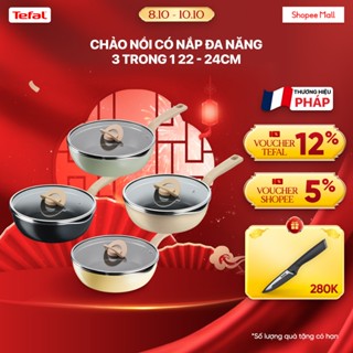 Chảo nồi có nắp chống dính đa năng Tefal One Pick Pot Pan 3 trong 1 Size 22-24cm