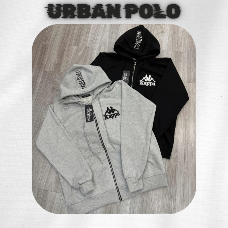 Áo Khoác Hoodie Zip Kappa Thêu Ngực Phối Thêu Nón Chất Nỉ Chân Cua Dày Dặn Thoáng Mát Full Tem Tag