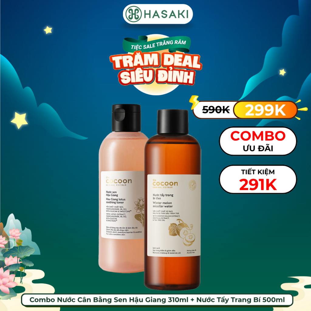 [DAILY] Combo Cocoon Nước Cân Bằng Sen Hậu Giang & Nước Tẩy Trang Bí Đao Hasaki Sản Phẩm Chính Hãng