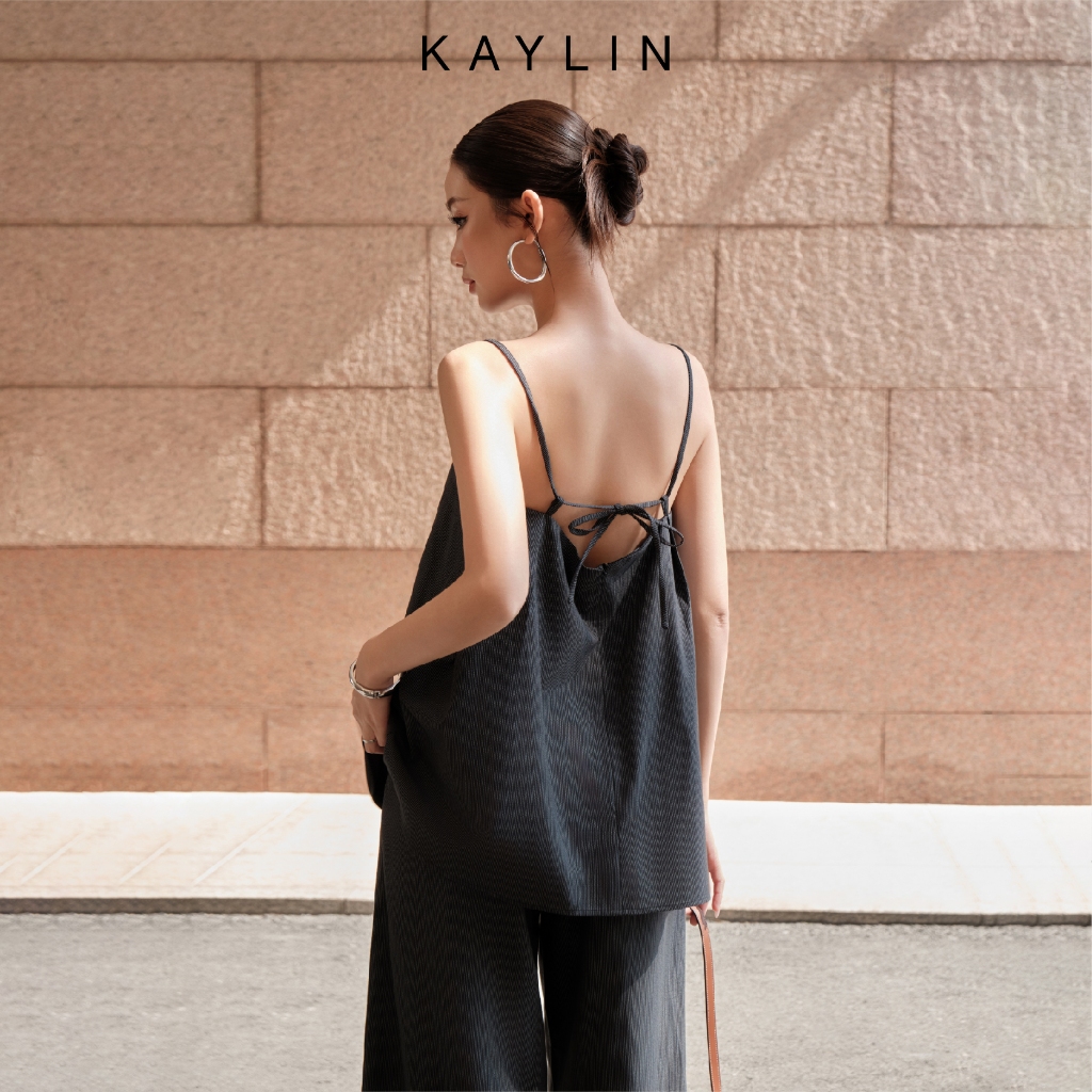 Set KAYLIN áo hai dây dáng suông phối quần ống rộng chất vải linen sọc phong cách Hàn quốc BST Tháng 10.2025 - SET75T10 | BigBuy360 - bigbuy360.vn