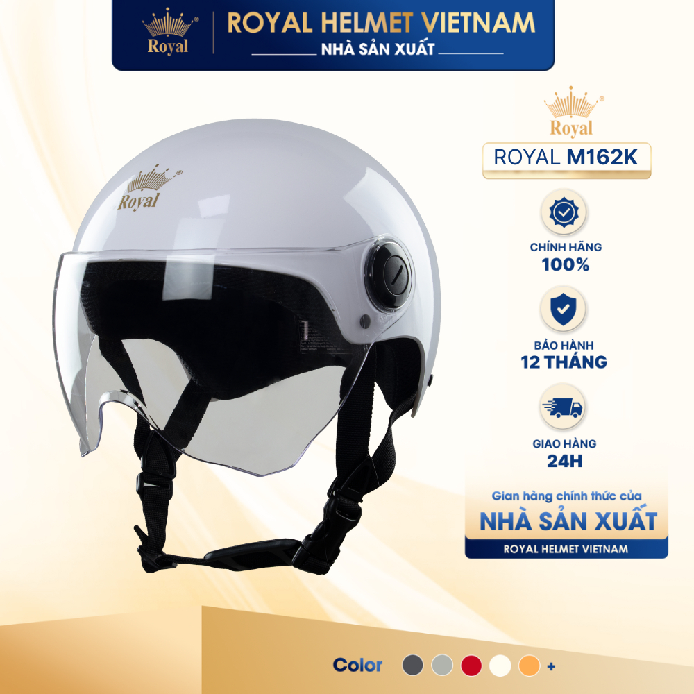 [NHÀ SẢN XUẤT] Mũ Bảo Hiểm Nửa Đầu Royal M162K Có Kính Chắn Cho Nam Và Nữ Đi Xe Máy Chính Hãng