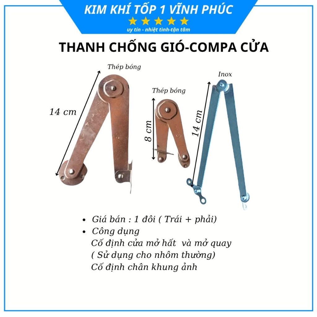 Thanh chống gió bật giò gà compa cửa sổ