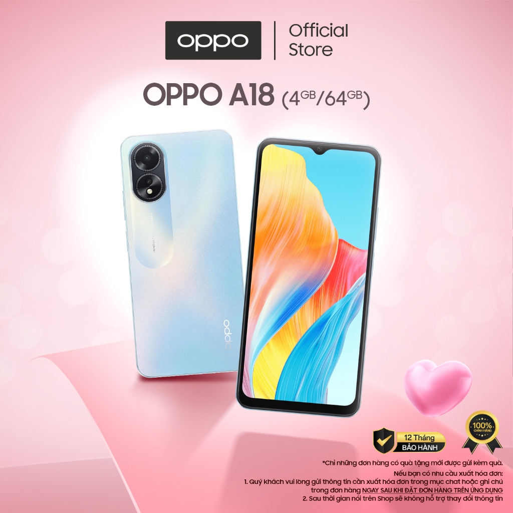 Điện Thoại OPPO A18 (4GB/64GB) | Màn hình lớn độ sáng cao | Pin 5000mAh | - Hàng Chính Hãng