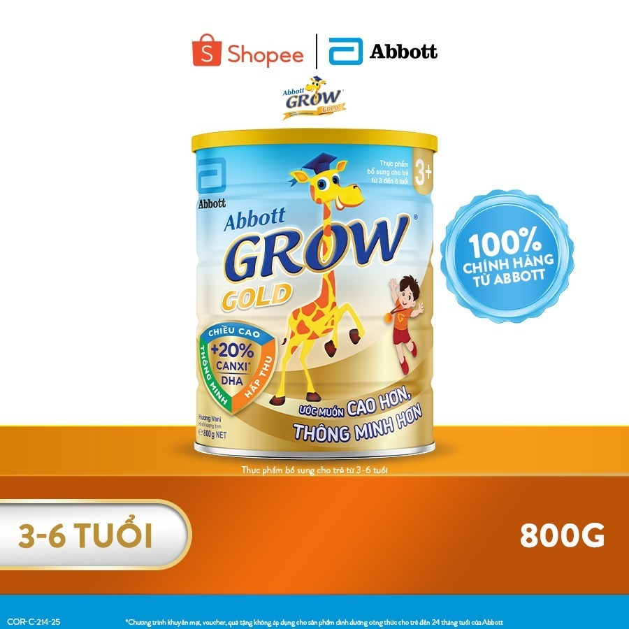 Combo 4 Lon Sữa bột Abbott Grow 3+ 800g