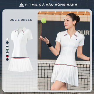 Váy tennis pickleball nữ Fitme JOLIE ES phối nơ tặng kèm quần bảo hộ, chất co giãn thoáng khí DNSP01