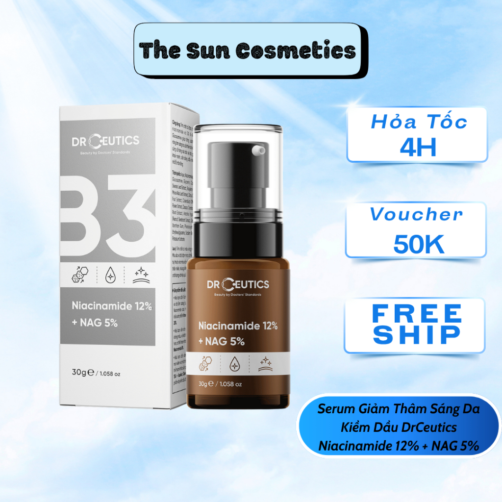 Serum Giảm Thâm Sáng Da Kiềm Dầu DrCeutics Niacinamide 12% + NAG 5%