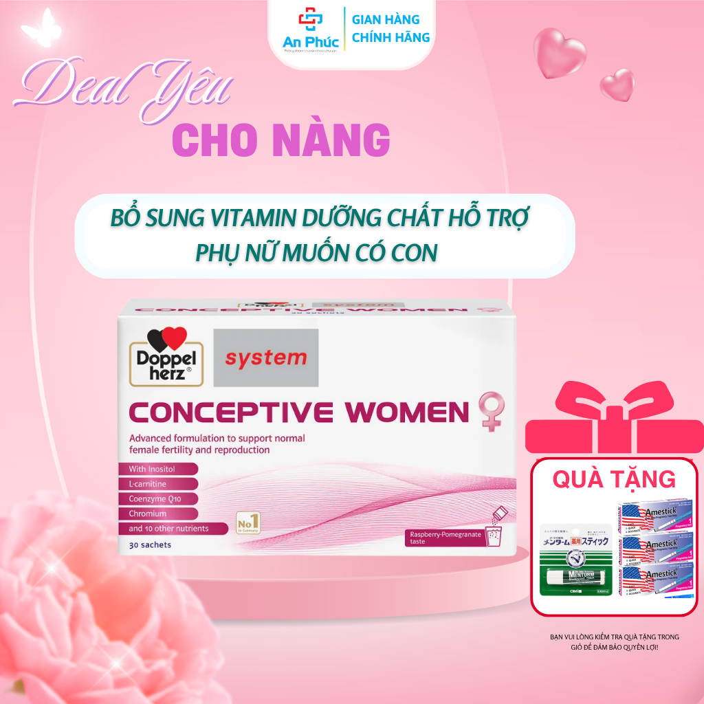 Conceptive Women - Hỗ Trợ Tăng Cường Sức Khỏe, Bổ Trứng Cho Phụ Nữ Mong Muốn Có Con (Hộp 30 Gói)