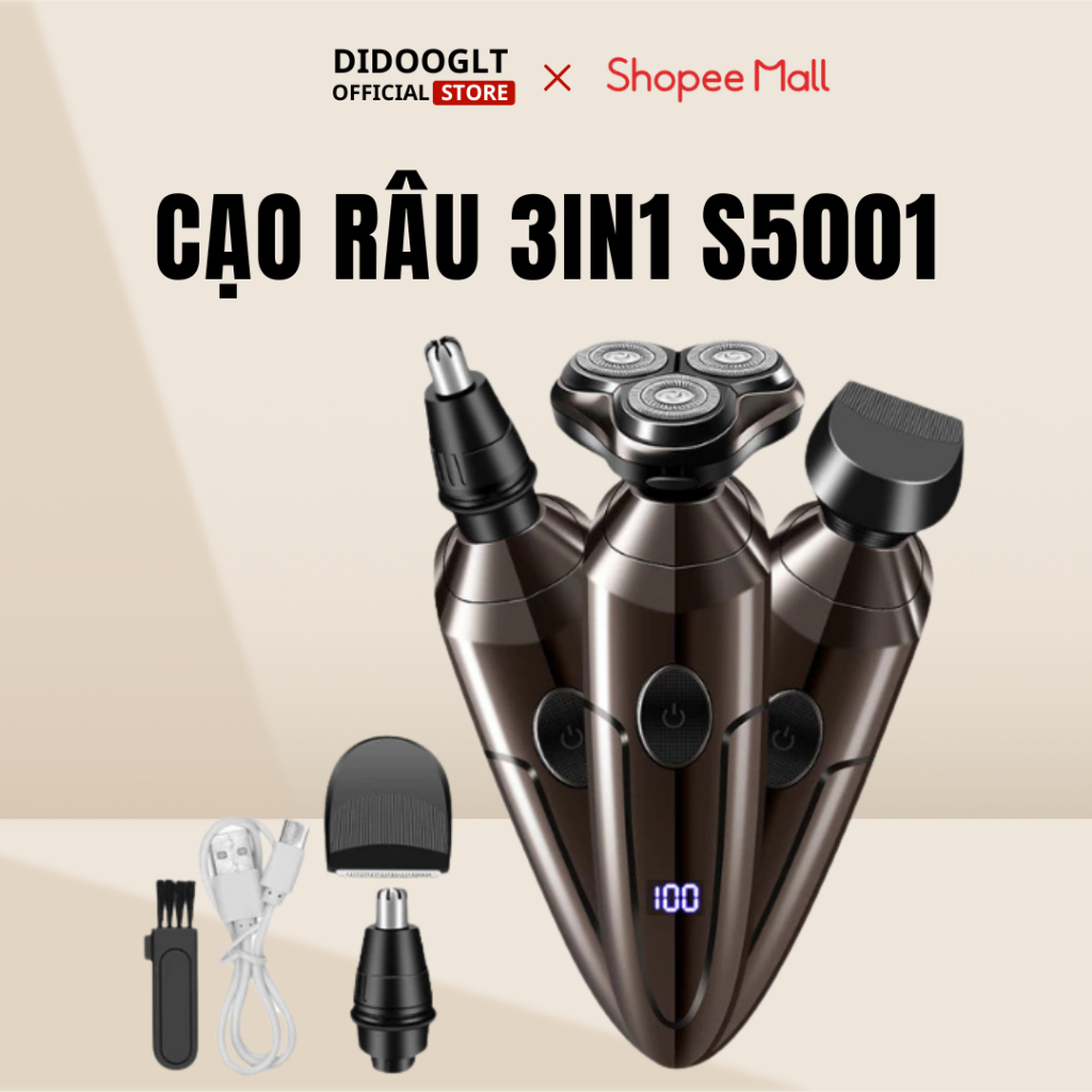 Máy cạo râu SK1588 Cạo râu 3 in 1 thông minh, Tông Đơ Chống Nước Cao Cấp Công Nghệ Cao