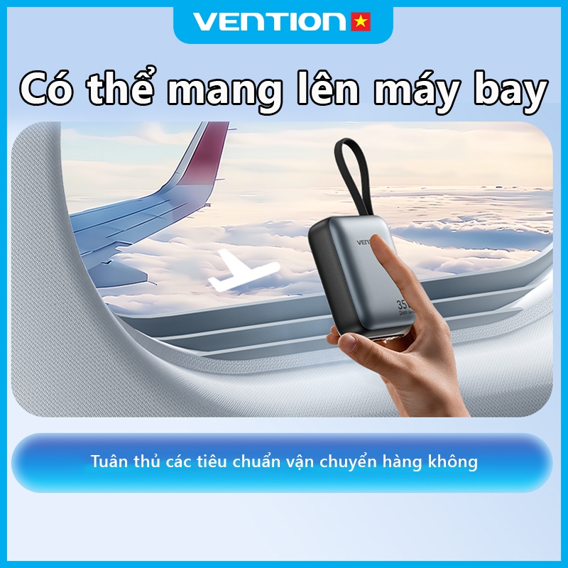 Sạc Dự Phòng 10000mAh Vention 35W PD3.0, Tích Hợp Cáp USB-C, Thiết Kế Nhỏ Gọn Tiện Lợi, Sạc Nhanh An Toàn Ổn Định | BigBuy360 - bigbuy360.vn