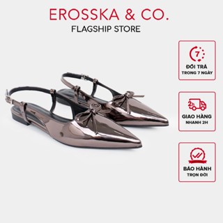   EROSSKA  - Giày slingback nữ đế bệt phối nơ kiểu dáng thanh lịch cao 2cm màu chì - EH069 