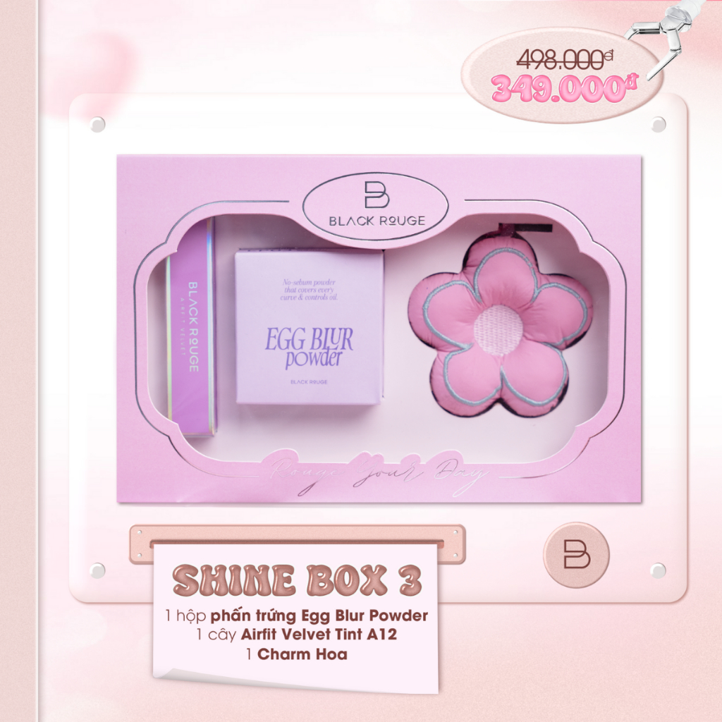 [SHINE BOX 3] Set Quà Tặng Son & Phấn Phủ Balck Rouge – Box Son Chuẩn Xinh