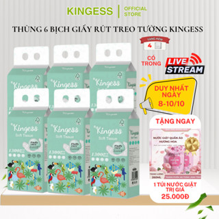 Thùng 6 bịch giấy rút treo tường KINGESS ( 1300 tờ ) khăn giấy vệ sinh 5 lớp an toàn vệ sinh