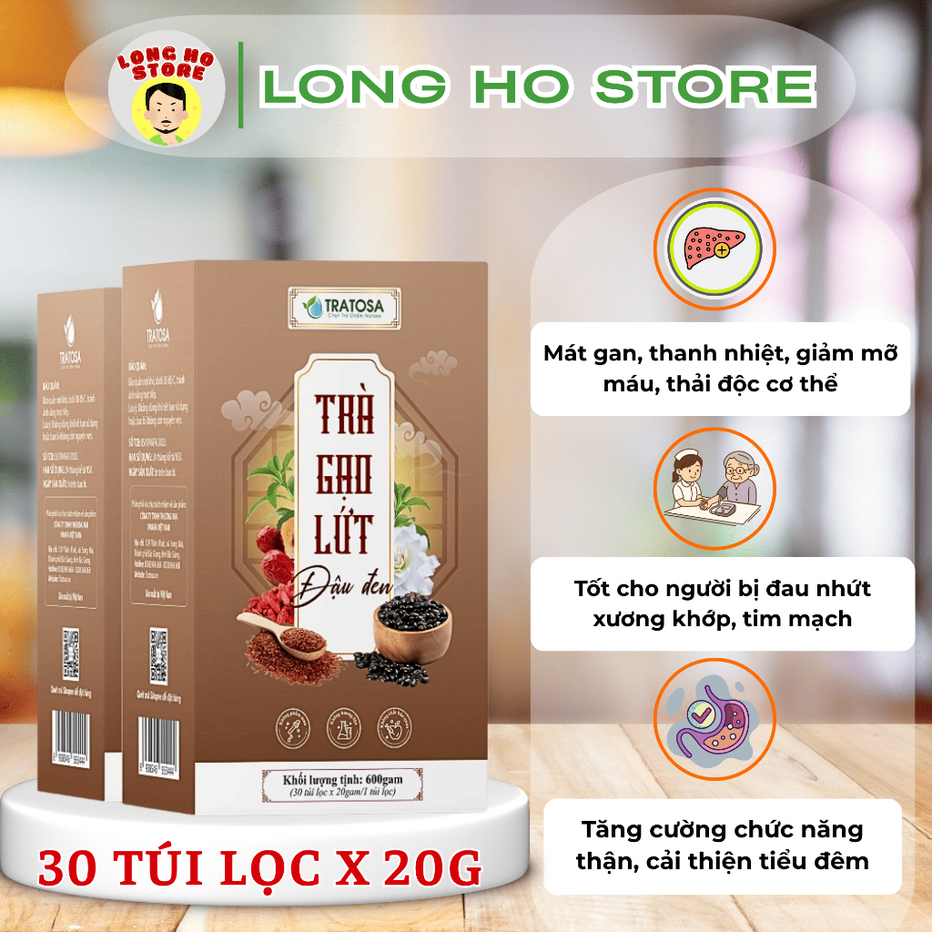 [ DATE 05/05/2027] Trà Gạo Lứt Đậu Đen 7 Vị TRATOSA, Mát Gan, Thanh Nhiệt - 600g ( 30 túi x 20g )