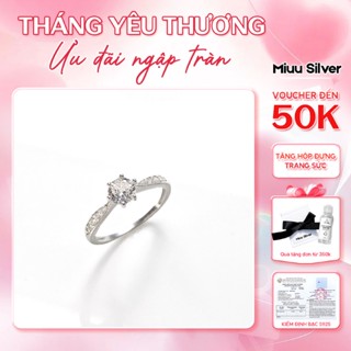 Nhẫn bạc nữ Miuu Silver đính đá 6 trấu thân vát Christiana Ring