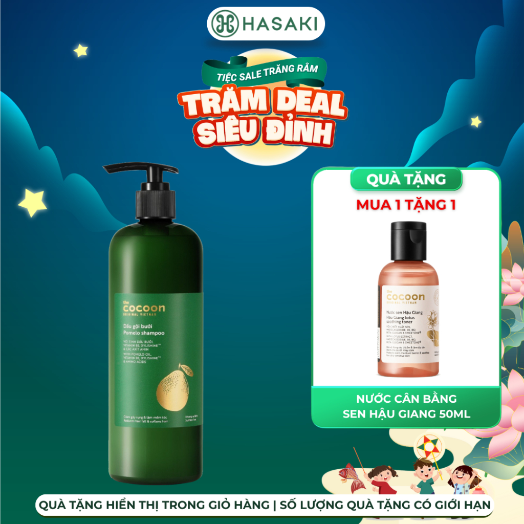 [DAILY] Combo Dầu Gội Bưởi Cocoon Giảm Rụng & Kích Thích Mọc Tóc 310ml+500ml Pomelo Shampoo Hasaki Chính Hãng