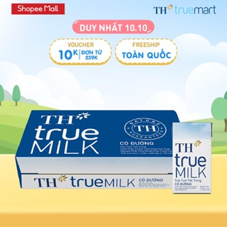 [GIẢM 30% - HSD 5/08/2025] Thùng sữa tươi tiệt trùng  TH true MILK có đường 110ml x 48 hộp