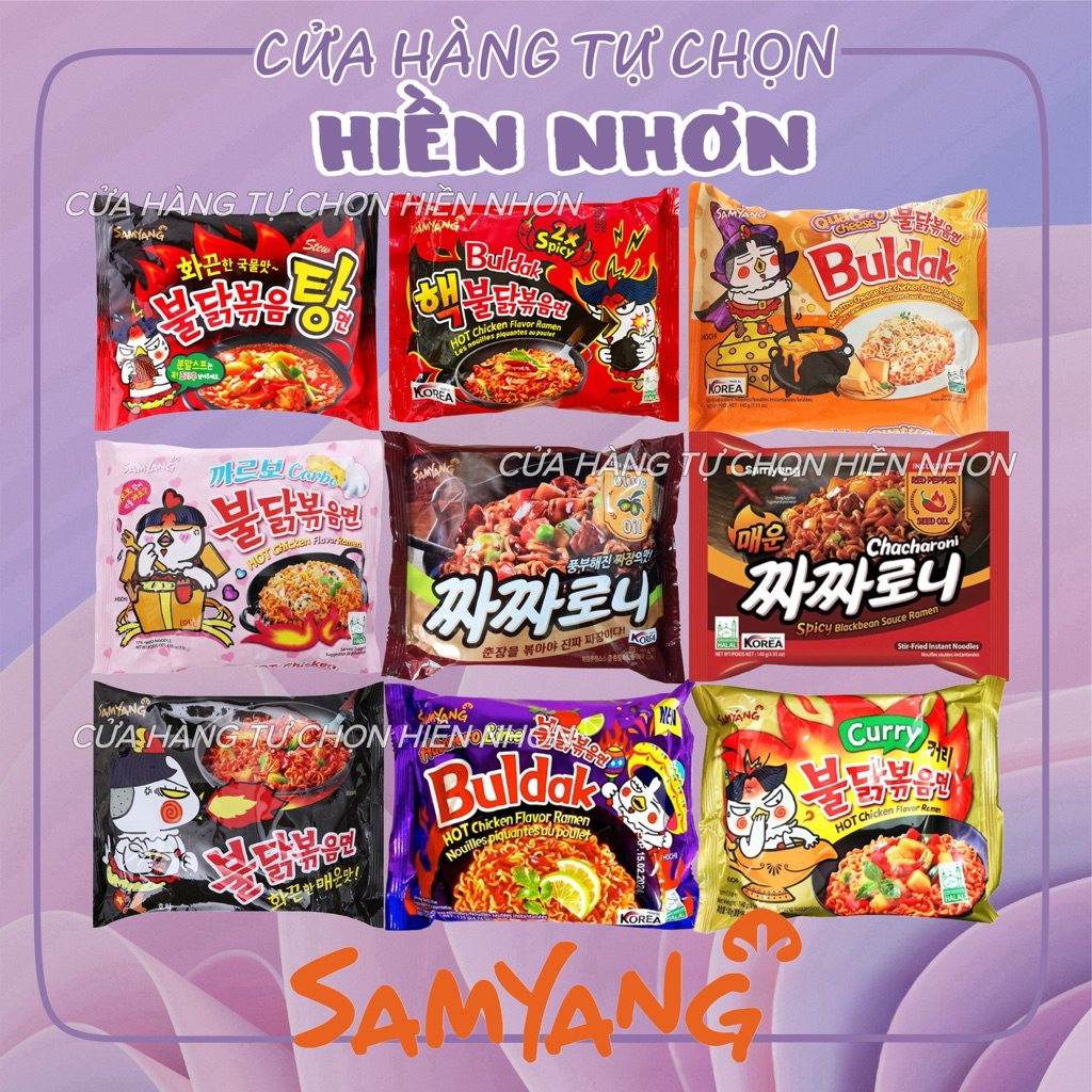 Mì cay Samyang đủ vị Truyền thống/ Phomai/ Tương đen/ Chua cay